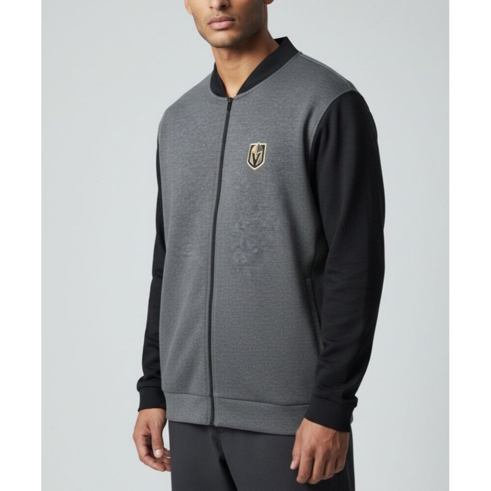 Vegas Golden Knights Full-Zip Jacket XL Gray & Black Polyester Spandex Blend Lon